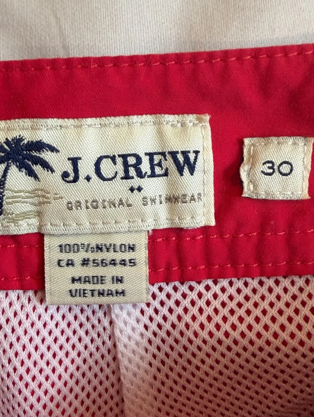 Vintage J.Crew Mens Size 30 Red Navy Stripe Board Shorts Swim Trunks Beach Wear
